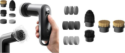 HOTO Grip™ Cordless Electric Spin Scrubber + 9 Pcs Replacement Pads + 2 Pcs Replacement Sisal Brush Heads + 2 Pcs Replacement Brush Heads