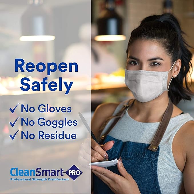 CleanSmart Hospital Disinfectant, Kills 99.9% of Viruses and Bacteria, Hypochlorous Acid Technology, EPA Registered, 4 Gallons (HOCL)