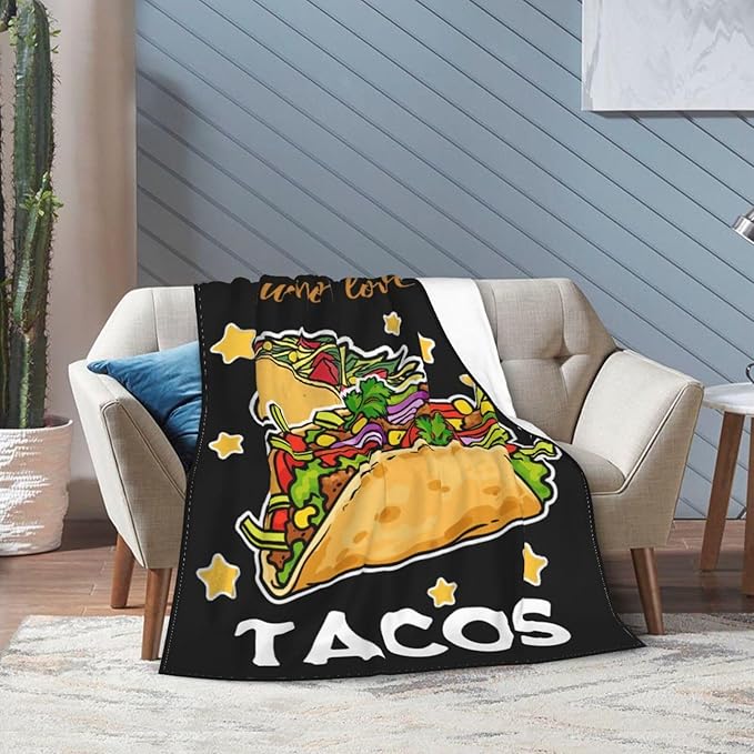Taco Blanket for Girls Just Girl Who Loves Tacos Throw Blanket Soft Cozy Warm Fuzzy Fleece Tacos Food Bedroom Decor Blanket Gifts for Kids Women Men Adults Couch Sofa Bedding 80"X60"