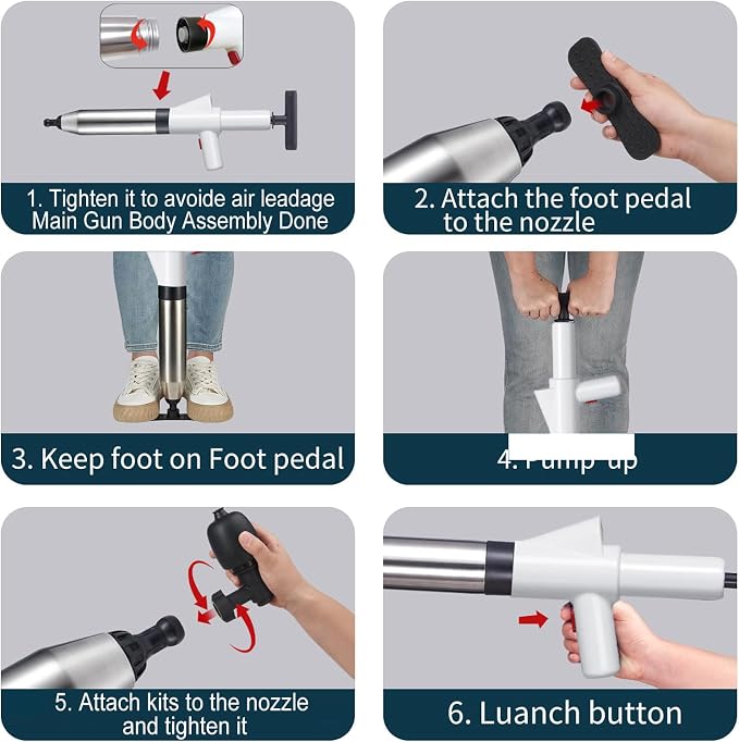 Heavy Duty Toilet Plunger - High Pressure Plunge Blaster for Clogged Drains, Bathroom & Sink