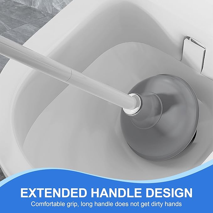 Silkyhose Toilet Brush and Plunger, 3 in 1 Toilet Bowl Brush and Holder with Crevice Cleaning Brush Wall Mounted Household Bathroom Cleaning Tools Combo Set(White-Gray)