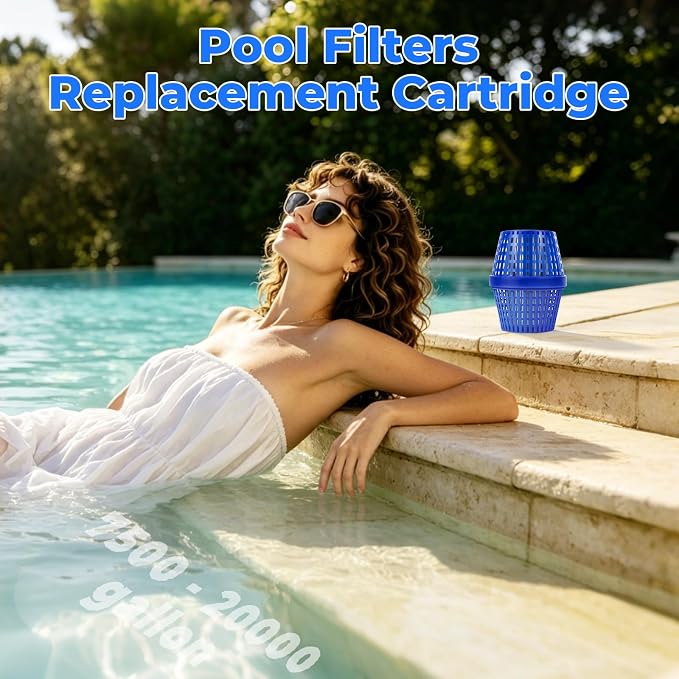 Pool Cartridge for 7.5k-20k Gallons Swimming Pools, Typically Completes Transformation Within 24–72 Hours, Lasts up to 6 Months, Blue