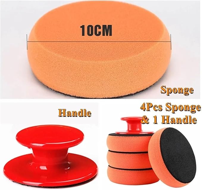 1/5pcs Car Wash Wax Polish Pad Polishing Pad Sponge Car Cleaning Cloth Microfiber Applicator for Auto Polisher Waxing Sponge(4pcs Spong 1pcs Hand)