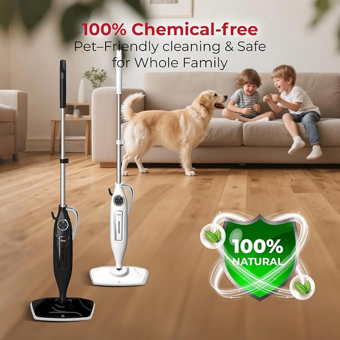 Rosewill 11-in-1 Steam Mop, 260°F Handheld Steam Cleaner, 1200W Detachable Steam Mops for Floor Cleaning, Removable Tank, Multi-Purpose Steamer for Hardwood, Tile, Grout, Furniture - Black