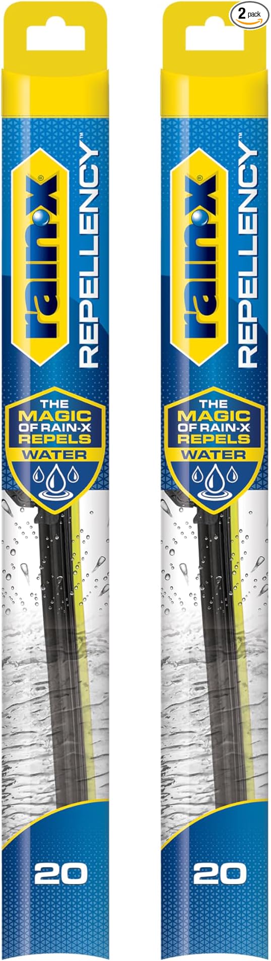 Rain-X 810362 Repellency Water Repellent Wiper Blades, 20" Windshield Wipers (Pack of 2), All Weather Streak-Free for Enhanced Visibility w/Water Repellency Formula [Amazon Exclusive]