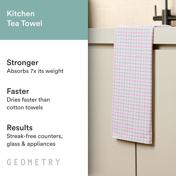 GEOMETRY Tea Towels – Easter Collection – Quick-Dry, Ultra-Absorbent, Reusable Microfiber Kitchen Towels for Drying & Cleaning - Pastel Picnic - 1 Pack