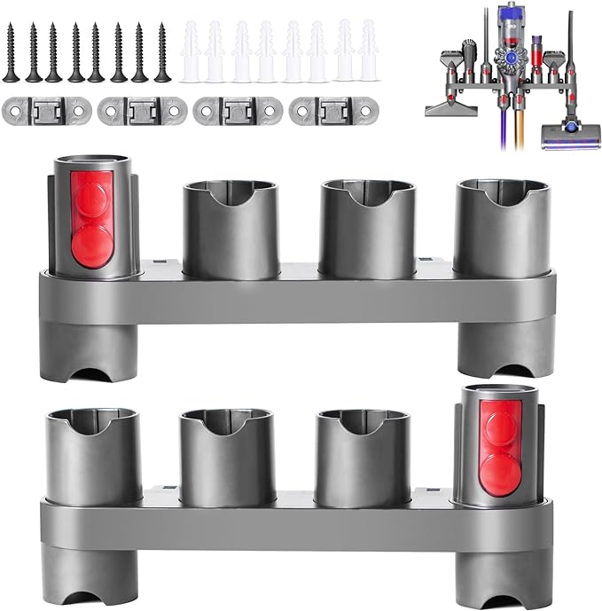 keluke Premium Accessory Holders Compatible with Dyson Vacuum Cleaners - Wall Mount and Docking Station Organizer for V15 V7 V8 V10 V11 Model, with 10 Storage Adapters (2 Pack)