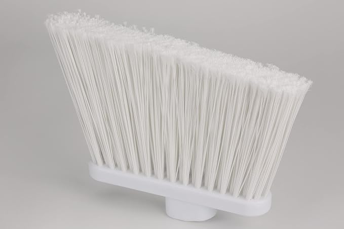 SPARTA 41082EC02 Plastic Color Coded Broom, Flagged Bristles, Long Broom With Angled Head For Large Debris, 56 Inches, White