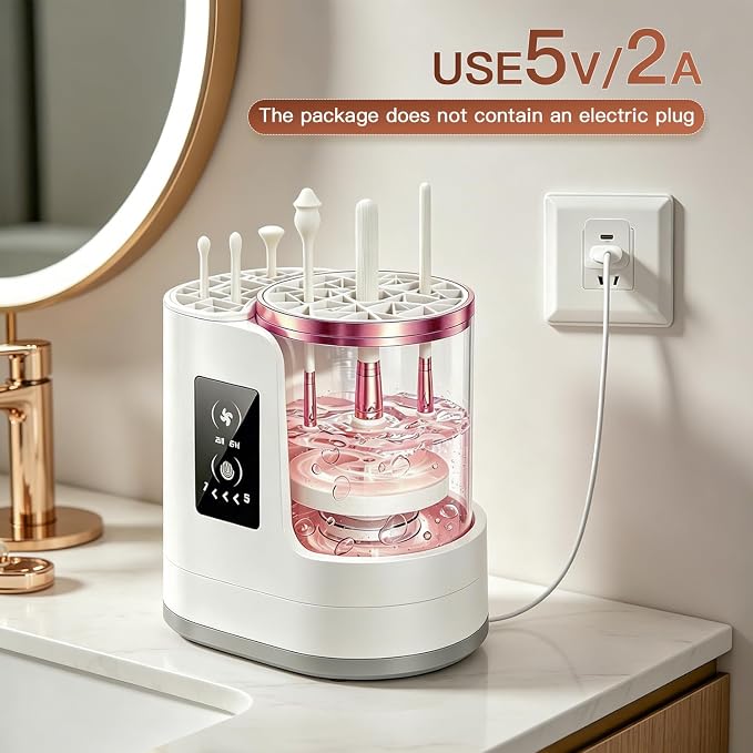 3-IN-1 Electric Makeup Brush Cleaner Machine and Dryer, SBMKK Automatic Make Up Brush Cleaner Tool, for All Size Brush Sponges Beauty Cosmetic Set