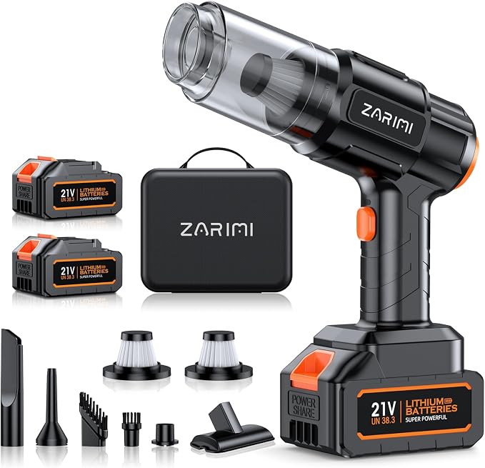 Car Vacuum Portable Cordless, 50000Pa High Power Rechargeable Dust Buster with 2 Batteries & Charger, 6-in-1 Handheld Vacuum Cleaners for Home, Car, Pet Hair, Keyboard, Graphite Black