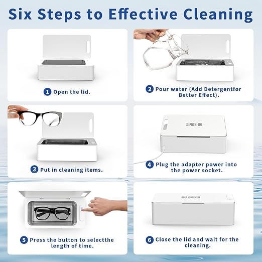 DK SONIC 450ML Ultrasonic Cleaner,24W Household Ultrasonic Jewelry Cleaner with 3 Times Modes and One-Touch Operation for Cleaning Jewelry,Eyeglasses,Coins