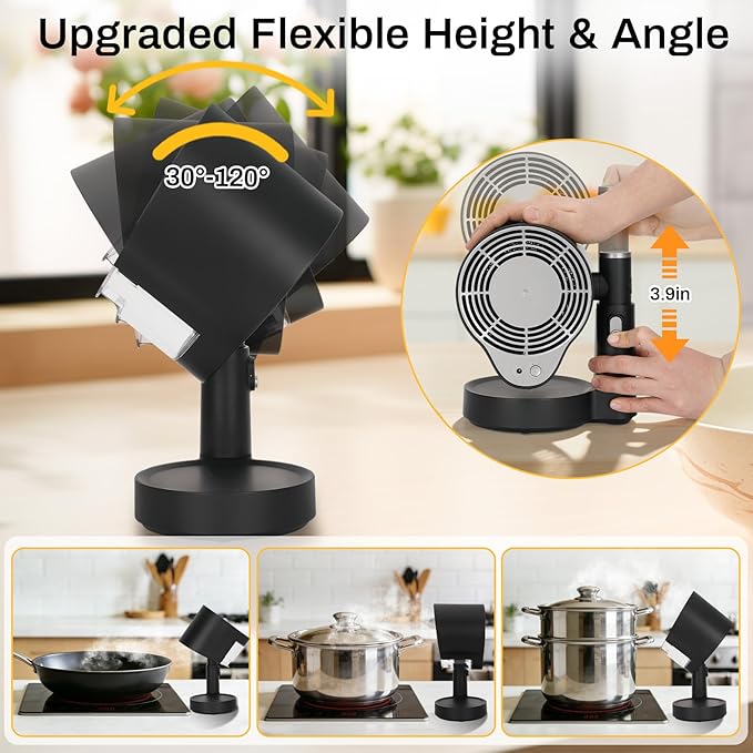 Portable Range Hood, 2026 Upgraded Desktop Exhaust Fan with 3 Filter System, Countertop Range Hood 3-Speed, Angle-adjust, Low Noise, Detachable Filter & Oil Collector, Washable, for BBQ, Hot Pot, RV