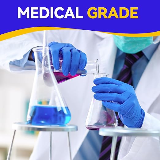 Basic Disposable Vinyl Gloves 100Pcs,Large Size,Cleaning Gloves,Food Service Gloves,Powder Free,Latex Free,Non-Sterile for All Purposes Gloves,Blue (BMPF3003)