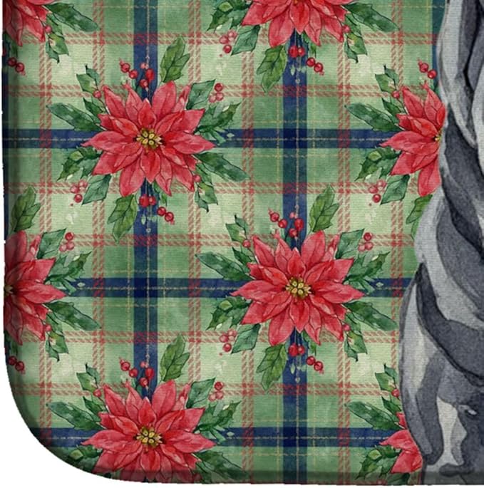 Caroline's Treasures Black Shar Pei Christmas PoinsettIas Dish Drying Mat Absorbent Dish Drying Mat Pad for Kitchen Counter Dish Drainer Mat for Countertop, 14 x 21", Multicolor
