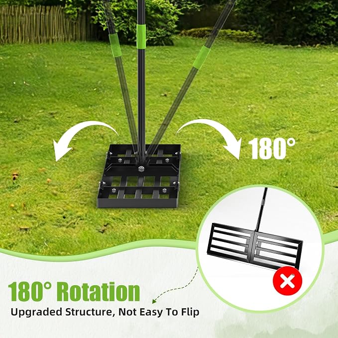 GARDTECH 36x10 Inch Lawn Leveling Rake Heavy Duty Adjustable Handle Yard Tool – Reinforced Steel Landscape Rake for Lawn Leveling, Soil Grading, Golf Course & Backyard Care