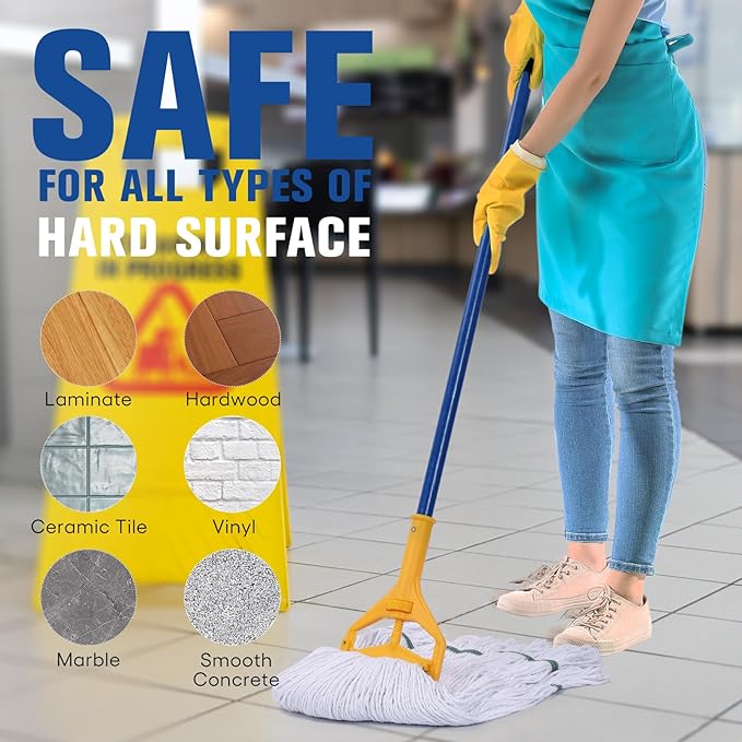 Matthew Cleaning Synthetic Rayon Mop Head Replacement, Chemical Resistant 4-Ply Looped End Commercial Mops for Floor Cleaning and Finishing, 24 oz Extra Large, Case Pack 12 Pcs