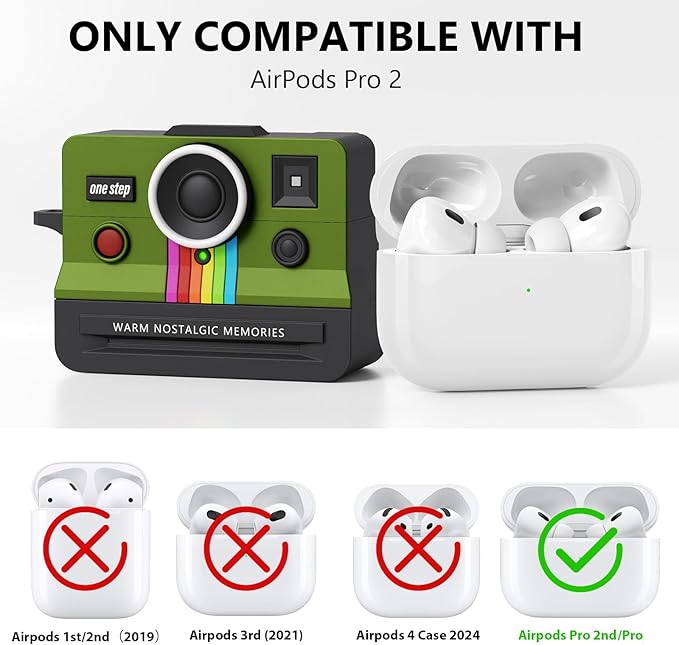 VISOOM Retro Case for AirPods Pro Case Cover Women Men,Fashion Silicone Air iPods Pro 2 1 Gen Case with Cleanner Kit Compatible with Apple Airpods Pro 2nd 1st Generation Cases,Green