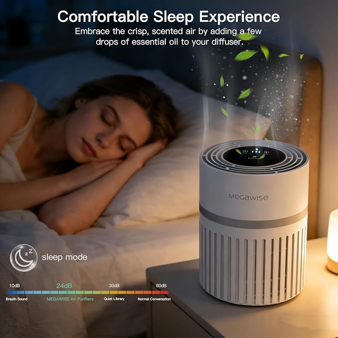 MEGAWISE HEPA Air Purifier, Small Quiet Air Cleaner with Advanced Filter, Portable Design for Bedroom, Office, Apartment