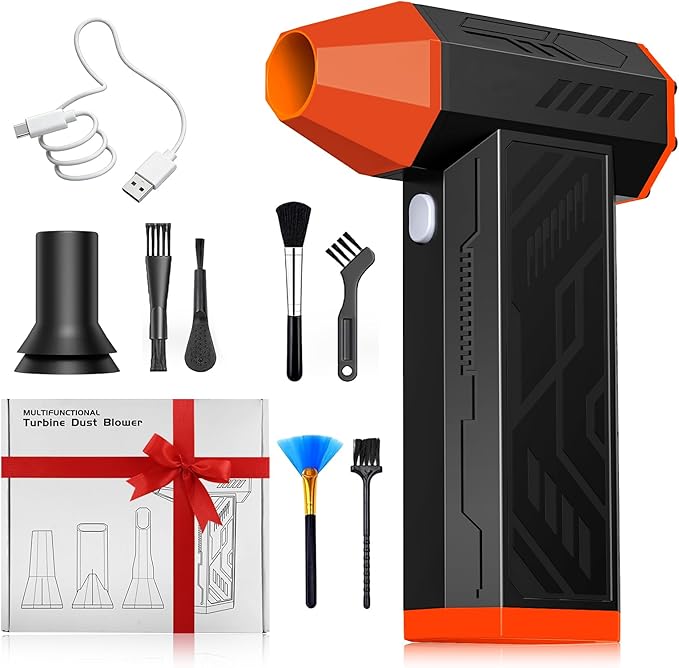 Hair Driers, 130000RPM Electric Air Duster for PC&Keyboard Cleaning，4-Speed Cordless Turbo Fan Rechargeable Reusable Compressed Air Blaster