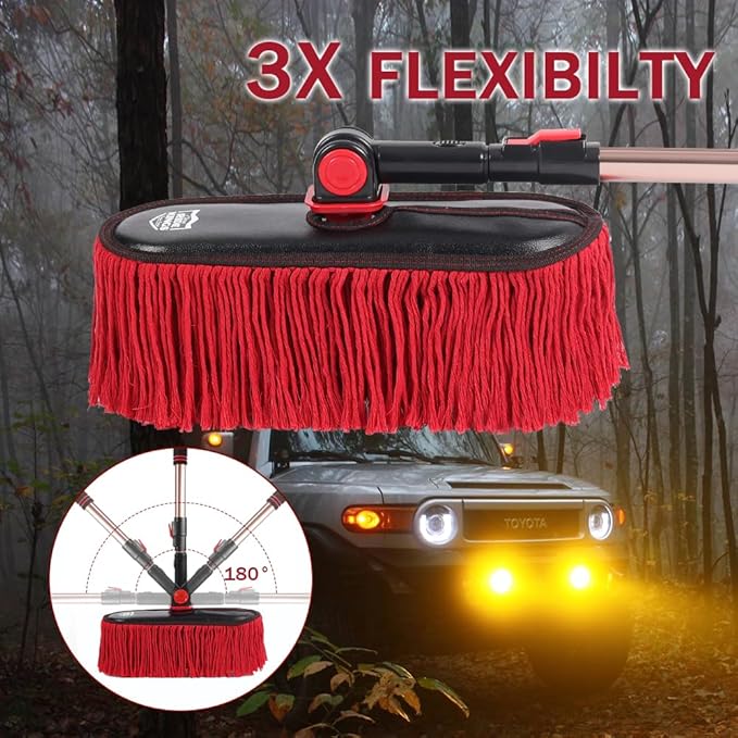 Car Duster Exterior Scratch Free, Microfiber Car Duster Kit, Interior & Exterior Cleaning Tools, Dashboard Detailing Brush, Pollen Removing, Extendable Handle, Gifts for Men Women