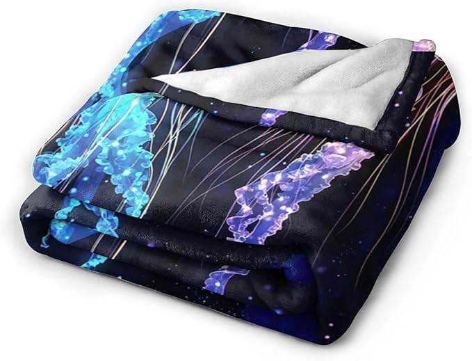 Tijuboni Jellyfish Throw Blanket Jellyfish Gifts for Girls Boys Women Men Kids Adults Soft Flannel Fleece Blanket for Couch Sofa Bed Home Decor 40"x50"