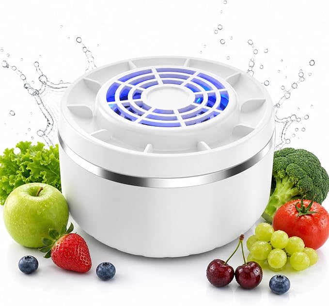 Fruit and Vegetable Washing Machine, Portable Cleaner Device with Advanced Purification Tech for Deep Cleaning Fruits, Vegetables & Seafood - IPX7 Waterproof, USB Rechargeable, Camping & Kitchen