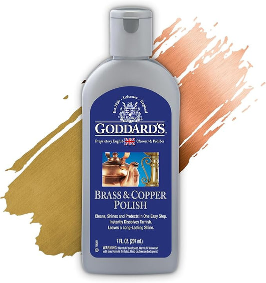 Goddard's Copper & Brass Polish, Copper Cleaner & Brass Cleaner for Long-Lasting Shine, Metal Polish for Pewter, Chrome & More, Metal Polishing Compound (7oz)