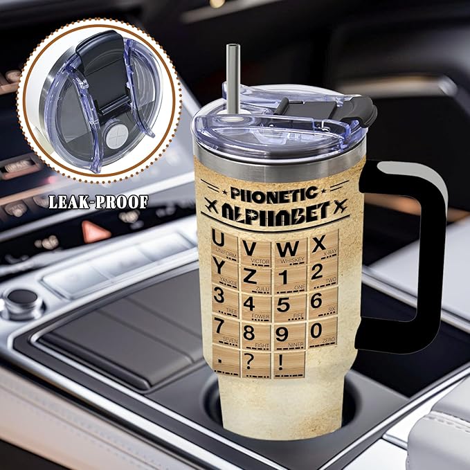 DUUV Aviation Tumbler 40 oz, Aviation Gifts for Pilots Veterans Boys, Pilot Gift, Military Veteran Gift for Office, Car, Camping, Man Cave Decor, 1 PCS