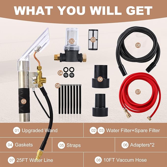 MIV Pro-Grade Shop Vac Extractor Conversion Kit - Universal Shop Vac Extractor Hose Kit, for Carpet, Upholstery & Auto Detailing