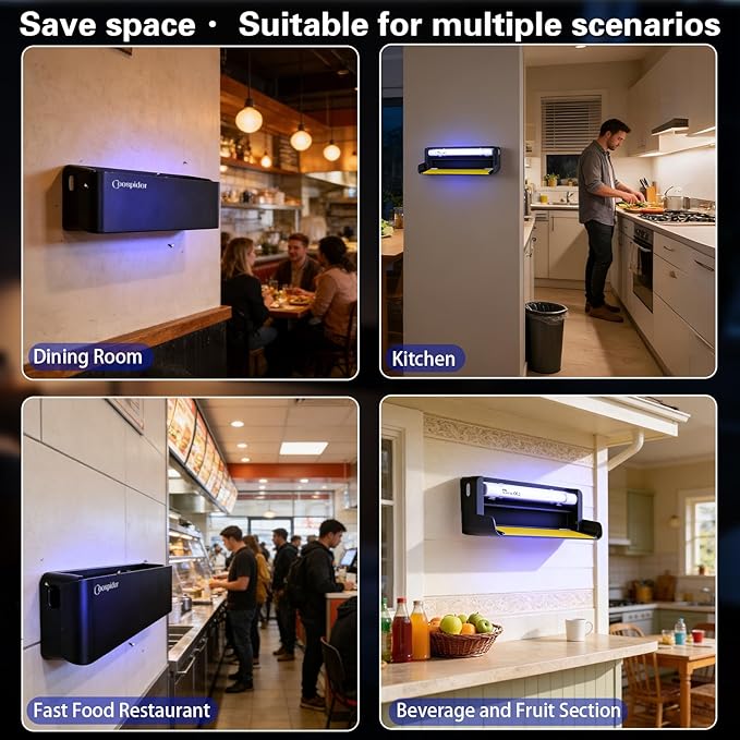 Fly Catcher Indoor,Fruit Fly Traps Indoors for Home,Wall Sconce Fly UV Light Trap for Capturing Flies,Moths, Gnats with 5 Sticky Glue Boards, Bug Catcher Indoor, Light Flying Insect Trap(1pack-Black)
