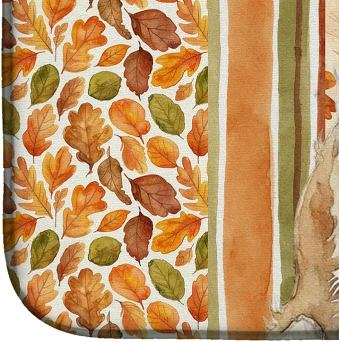 Caroline's Treasures Borzoi Heirloom Fall Dish Drying Mat Absorbent Dish Drying Mat Pad for Kitchen Counter Dish Drainer Mat for Countertop, 14 x 21", Multicolor