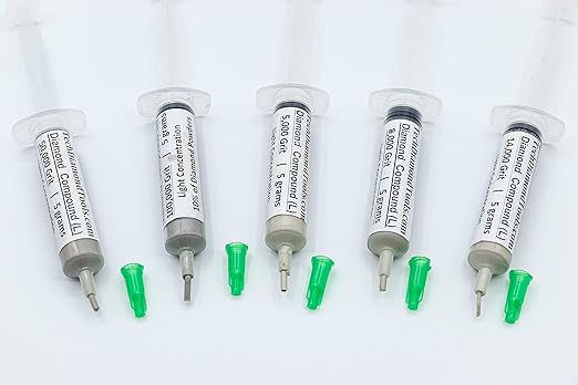 TechDiamondTools Diamond Polishing Compound Kit of 5 Polishing Paste USA Made 5000 8000 14000 50000 100000 Grit for Marble Glass Metal Rock Jewelry Resin Silver Gemstone with 10% of Diamond Powder
