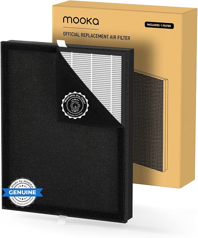 Air Purifier for Home Large Room 2200 Ft² KJ190 with Filter Replacement, MOOKA H13 True HEPA Air Purifiers Cleaner for Pets, Washable Filters, Auto Mode