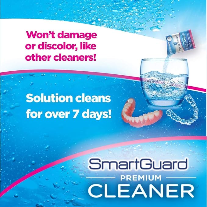 SmartGuard Premium Cleaner Crystals & Cleaning Case -(110 Cleanings)- Removes Stain, Plaque, & Bad Odor from Clear Braces, Dentures, Night Guards, Mouth Guard, & Retainers. (Pack of 2)