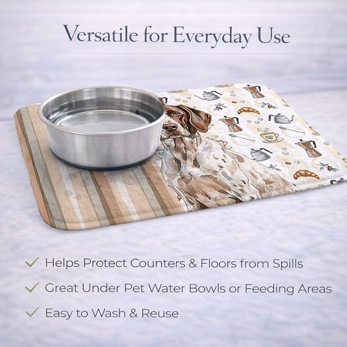 Caroline's Treasures German Shorthaired Pointer Coffee Bar Dish Drying Mat Absorbent Dish Drying Mat Pad for Kitchen Counter Dish Drainer Mat for Countertop, 14 x 21", Multicolor