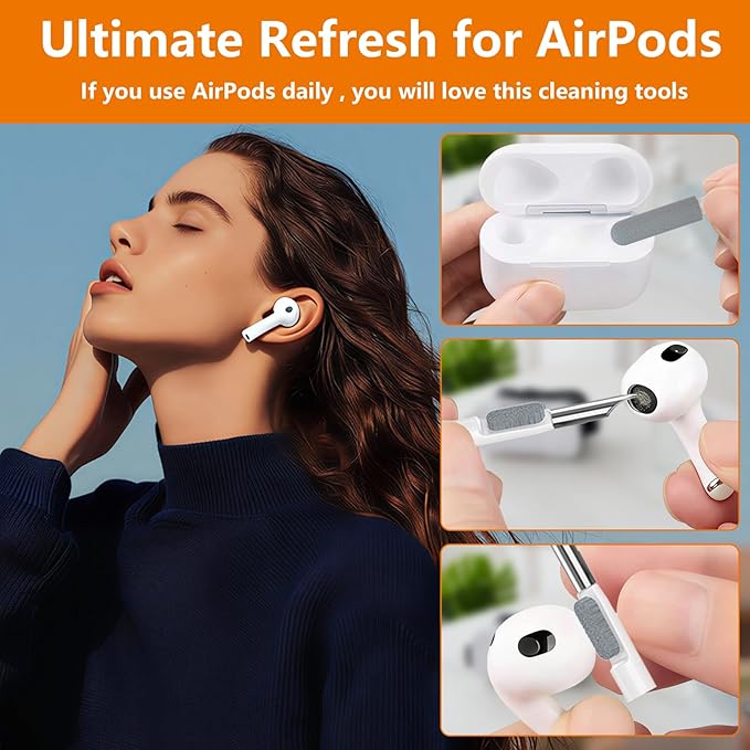 Cell Phone Cleaning Kit, iPhone Cleaning Kit for Charging Port Cleaner Keyboard Cleaning Kit for Airpods/Android/USB C/Earbuds/Laptop/iPad/Camera Lens with Stylus Pen (White, Elite Pack)