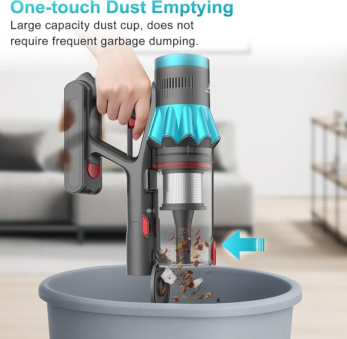 Cordless Vacuum Cleaner, 55Kpa 70Mins Stick Vacuum for Home with LED Display and Self-Standing, Vacuum with Anti-Tangle Brush&Wall Mount Charging, Vacuum Cleaners for Pet Hair/Carpets/Floors