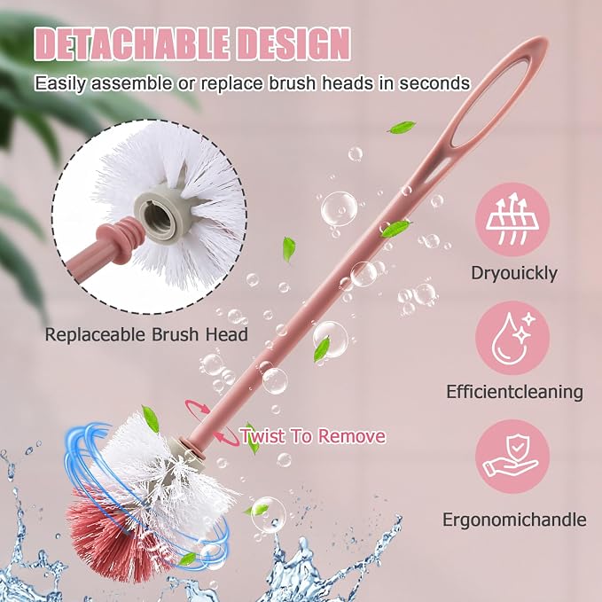 15 Pcs Toilet Brush,17.3" Bathroom Toilet Bowl Brush,Commercial Heavy Duty Toilet Bowl with Hook & Gloves,Long Handle Toilet Bowl for Household Cleaning,Professional/Janitorial Scrub Brush for Toilet