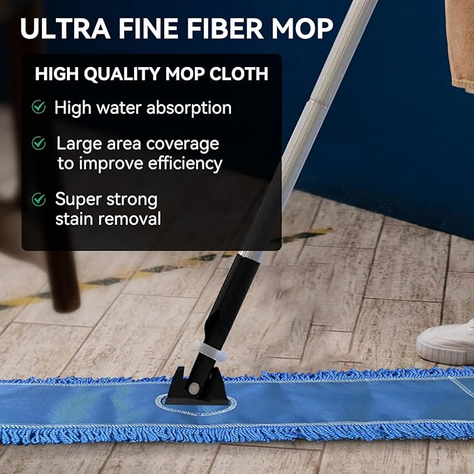 60 Inch Commercial Dust Mop Head: Replacement Medium Washable Industrial Mop Head Sweeper and Janitorial Replacement Blue