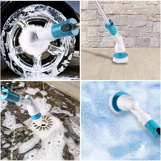 Spin Scrubber, 360 Cordless Tub and Tile Scrubber, Multi-Purpose Power Surface Cleaner with 3 Replaceable Cleaning Scrubber Brush Heads, 1 Extension Arm and Adapter