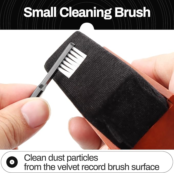 Vinyl Record Cleaning Kit Cleaner Player Cleaning Accessories Album Care Velvet Anti Static Carbon Fiber Stylus Brush Rubber Blower Record Mitts Storage Bag (7-in-1 Vinyl Record Cleaning Kit)