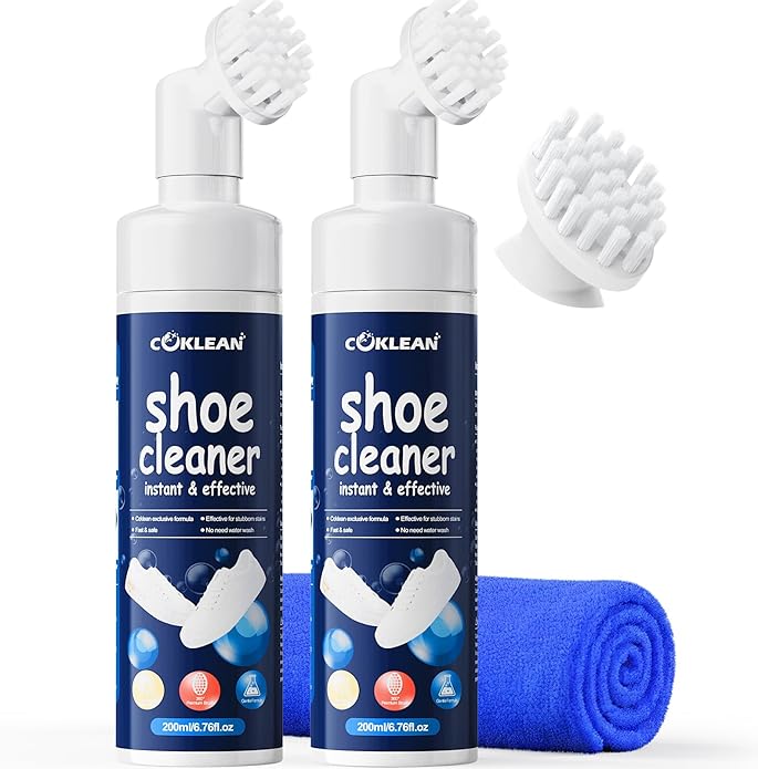 Water-free Sneaker Cleaner, White Shoe Cleaner Kit 6.76 OZ Foam for Tennis Shoes, Running, Golf, PU, Nubuck, Sole