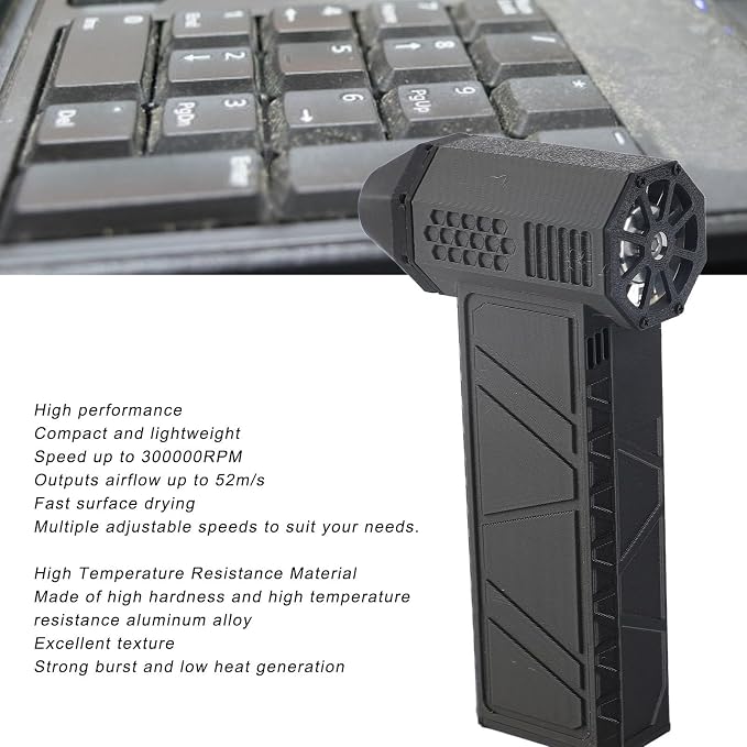 Electric Air Duster, Mini Jet Blower 130000rpm, Portable,Mini Jet Blower Car Dryer Type C Rechargeable for Home, Car