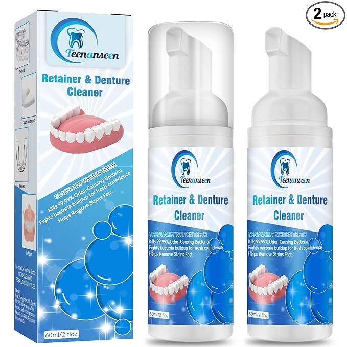Aligner Cleaner, Denture Cleaner and Whitener Paste Foam Perfect for Sports Mouth Guard and Denture, Fast-Acting Alternative to Retainer Cleaner Tablets, Whitens Teeth and Fights Bad Breath 2 Pack