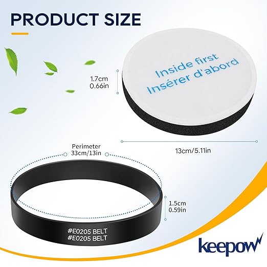 KEEPOW Vacuum Belt and Filter Compatible with Eureka Power Speed Vacuum NEU182B, NEU181, NEU180 NEU180B NEU180C NEU182A NEU12CT NEU186 NEU188 NEU188A NEU190 NEU192A NEU202, Part #E0202 & E0205, 9 Pack