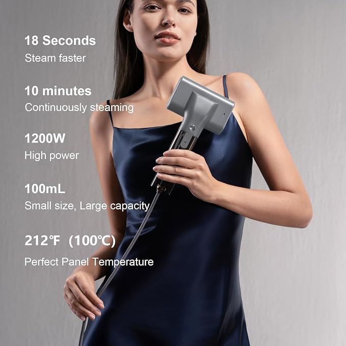 Nxuoo G10 Pro Travel Steamer for Clothes, 110-240V Portable Garment Steamer & Iron 2-in-1, 2 Steam Modes for All Fabrics Wrinkle Remover, 15s Heat Up 1200W Steam for Global and Europe