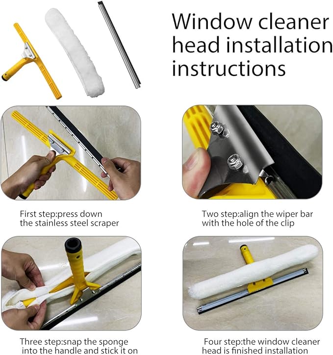 Professional Window Squeegee,Window Cleaner Tool, Window Washing Kit with Extension Pole(3.5FT-10.5 FT), Multi-Use Squeegee for Window Cleaning,Glass Cleaning Tools for Indoor/Outdoor High Window