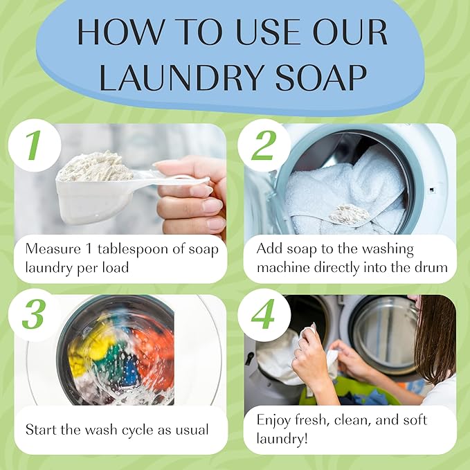 Natural Laundry Detergent Soap | Hypoallergenic Deep Cleaning Washing Powder | Eco-Friendly, Safe, and Effective with BORAX, SODA ASH, EPSOM SALT, BAKING SODA and CASTILE SOAP (65 Loads)
