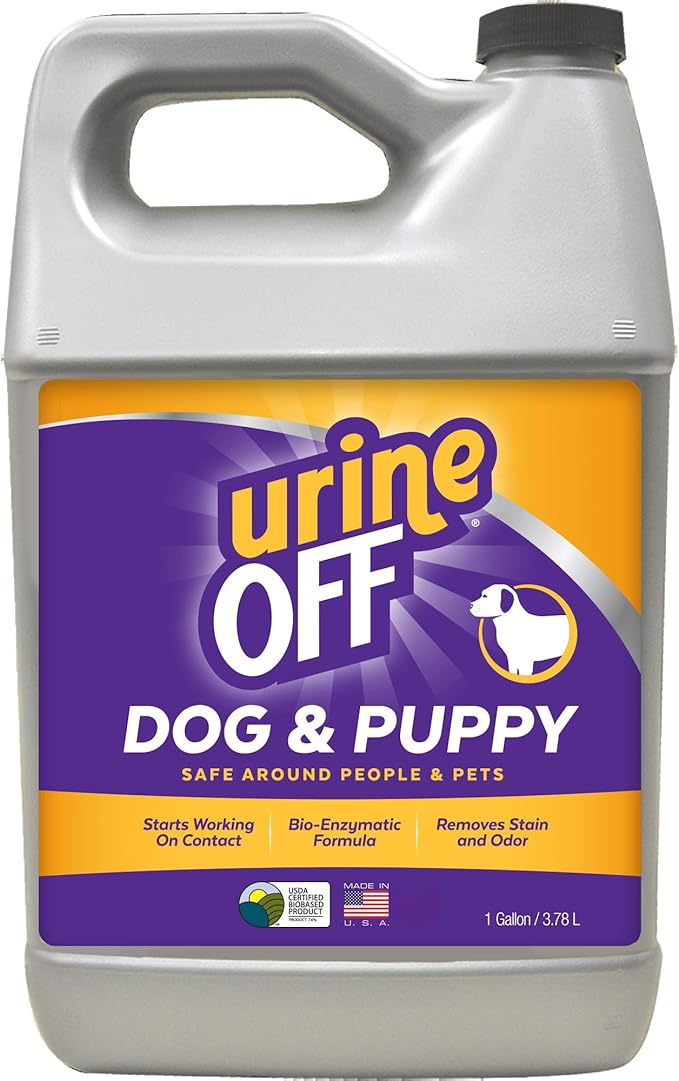 urineOFF Puppy & Dog Odor & Stain Remover| Fresh Scent Carpet Cleaner Spray | Bio Enzymatic Stain & Urine Odor Eliminator | Pet Safe Cleaner | 1 gal.
