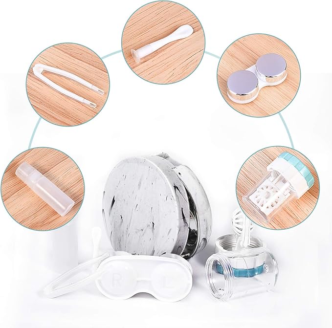Lasiyanor Contact Lens Travel Kit with Cleaner Washer, Portable Contact Box with Mirror Tweezers Remover Tool Solution Bottle for Daily Outdoor (Silver)